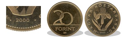 2000-es 20 forint proof tükörveret