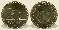 2001-es 20 forint BU fényesített