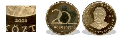 2003-as 20 forint Deák Ferenc PP