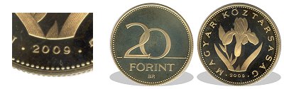 2009-es 20 forint proof tükörveret