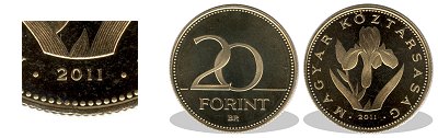 2011-es 20 forint proof tükörveret