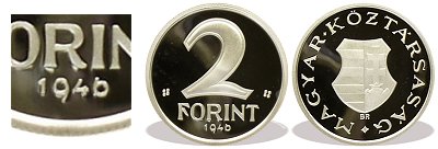 1946-os 2 forint Mester Darab része ezüstből