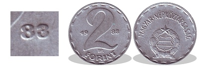 1983-as 2 forint alumínium