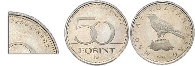 1992-es 50 forint próbaveret PP
