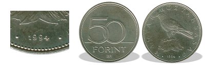 1994-es 50 forint BU fnyestett