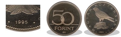 1995-s 50 forint proof tkrveret
