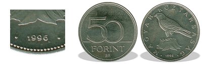 1996-os 50 forint BU fnyestett