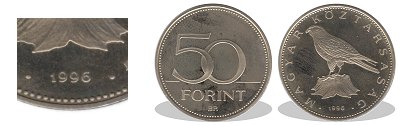 1996-os 50 forint proof tkrveret