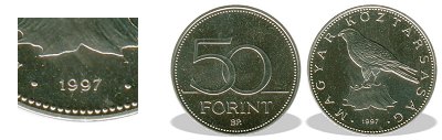 1997-es 50 forint BU fnyestett