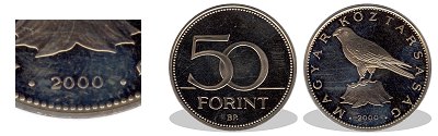 2000-es 50 forint proof tkrveret