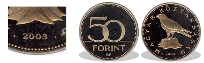 2003-as 50 forint proof tkrveret