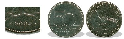 2004-es 50 forint BU fnyestett