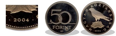 2004-es 50 forint proof tkrveret