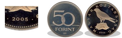2005-s 50 forint proof tkrveret