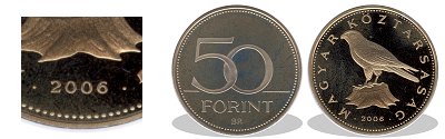 2006-os 50 forint proof tkrveret