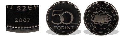 2007-es 50 forint A Római Szerződés aláírásának 50. évfordulója alkalmából PP
