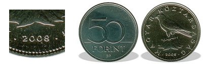 2008-as 50 forint BU fnyestett