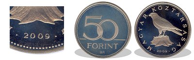 2009-es 50 forint proof tkrveret