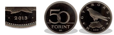 2013-as 50 forint proof tkrveret