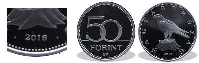 2016-os 50 forint proof tkrveret