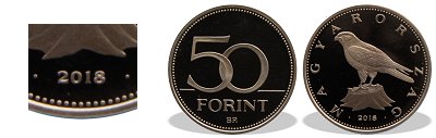 2018-as 50 forint proof tkrveret