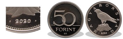 2020-as 50 forint proof tkrveret