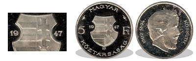 1947-es 5 forint tkrveret