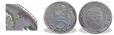 1984-es 5 forint alumínium 1 ft-os lakán