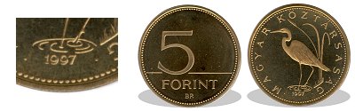 1997-es 5 forint proof tkrveret