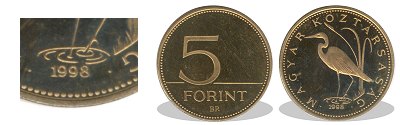 1998-as 5 forint proof tkrveret