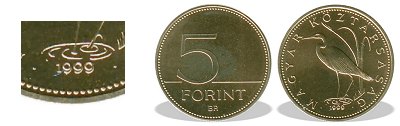 1999-es 5 forint BU fnyestett
