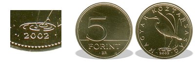 2002-es 5 forint BU fnyestett