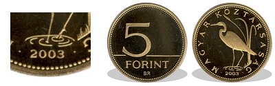 2003-as 5 forint proof tkrveret