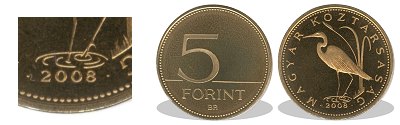 2008-as 5 forint proof tkrveret