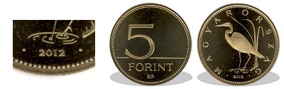2012-es 5 forint proof tkrveret