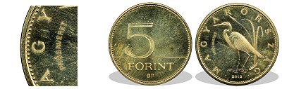 2012-es 5 forint próbaveret