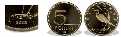 2013-as 5 forint proof tkrveret