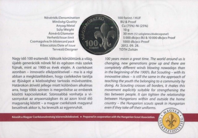 2012. �vi 100 �ves a Magyar Cserk�szsz�vetts�g bliszter
